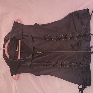 Sequoia & Gita Black Zip Up Top